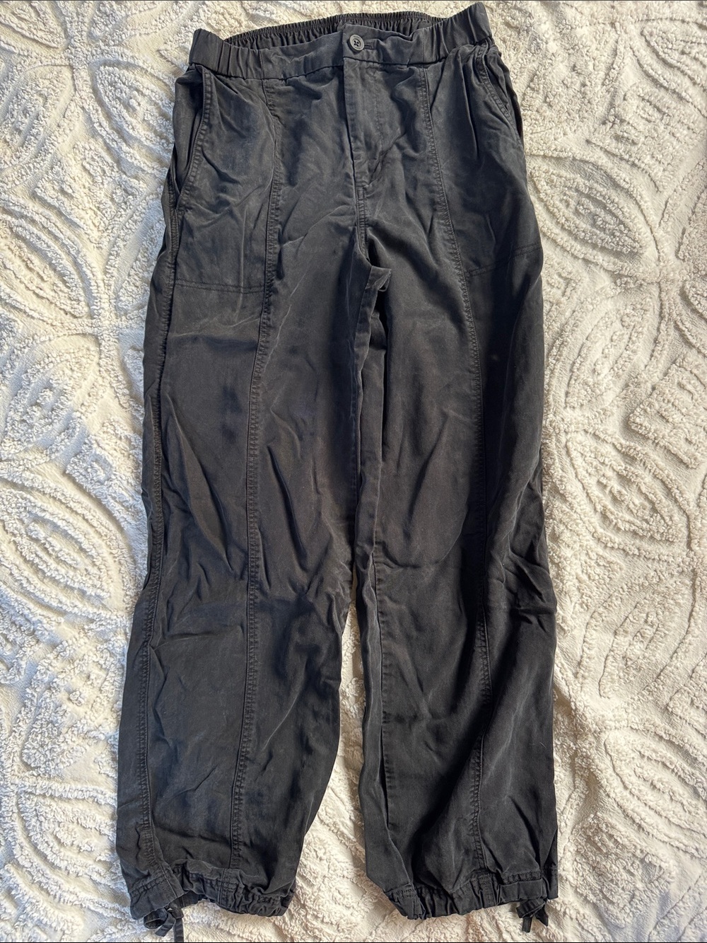 Vuori Black Drawstring Hem Casual Trousers